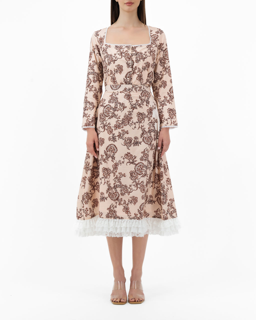 Floral in Rose & Brown Top & Skirt