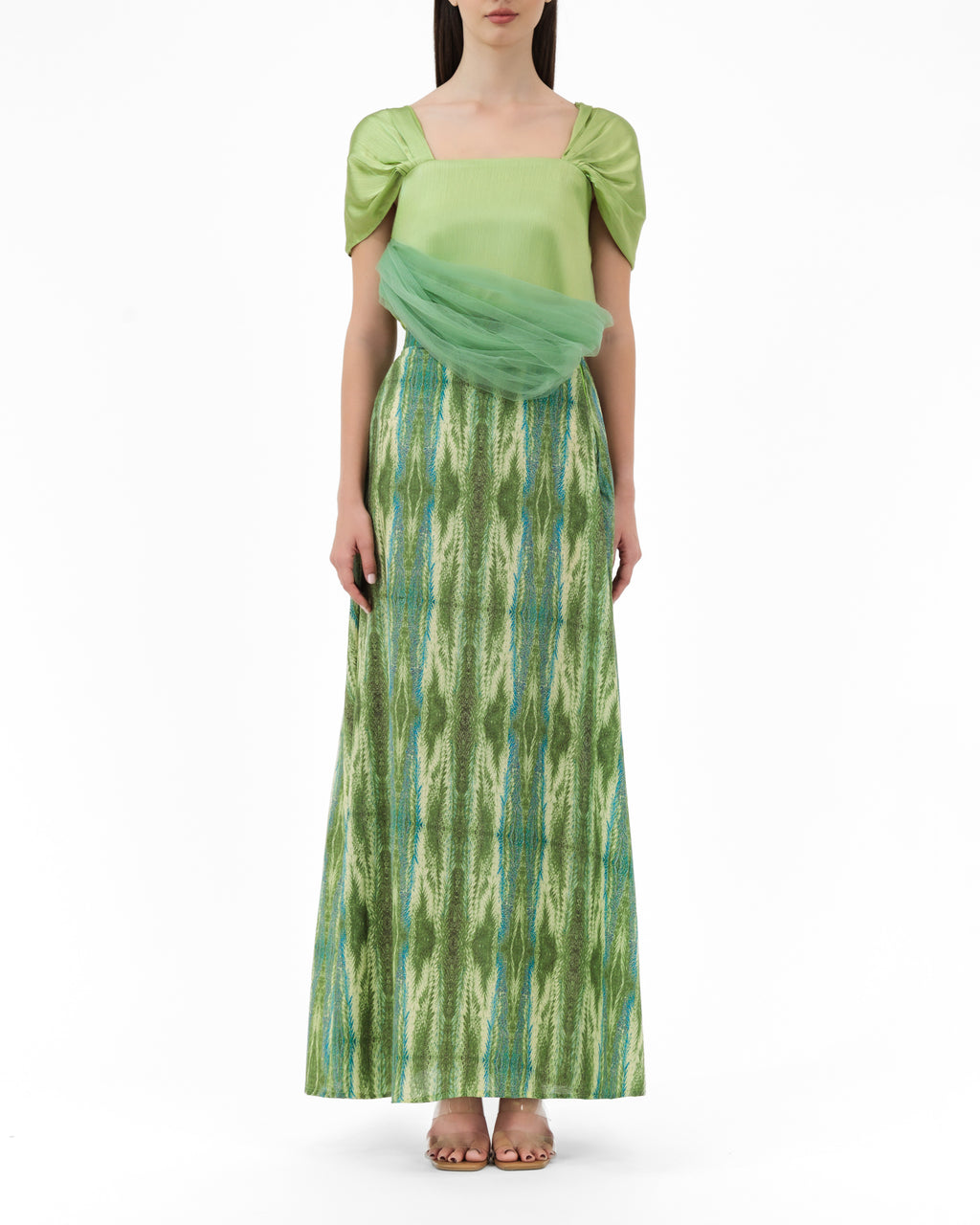 Sage Mist Draped Top & Skirt