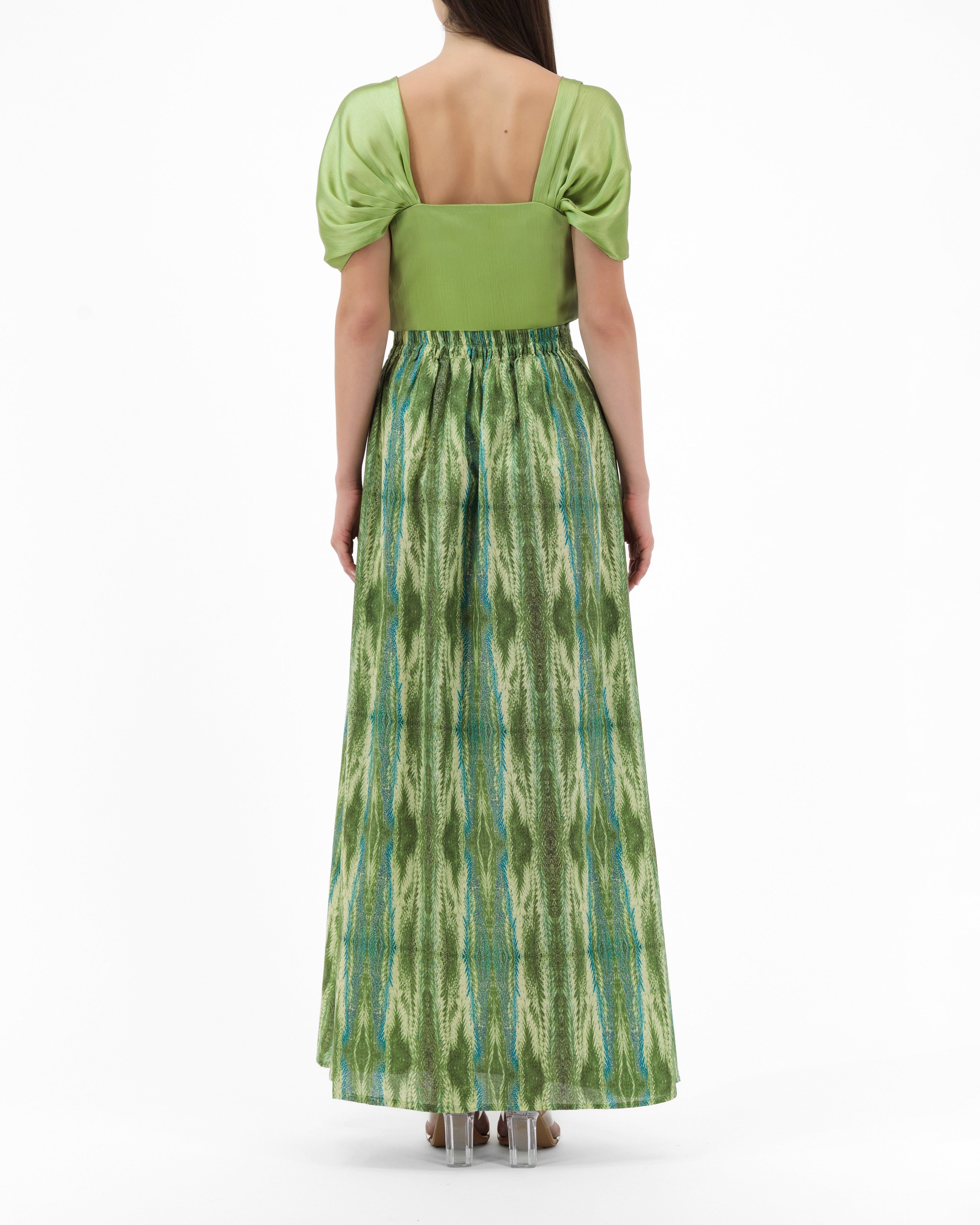 Sage Mist Draped Top & Skirt