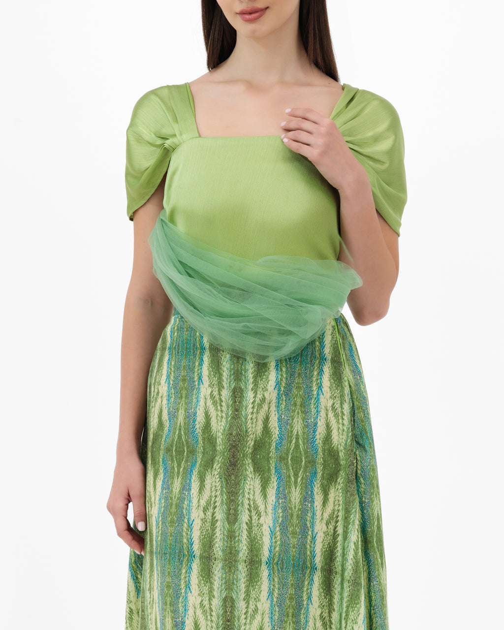 Sage Mist Draped Top & Skirt