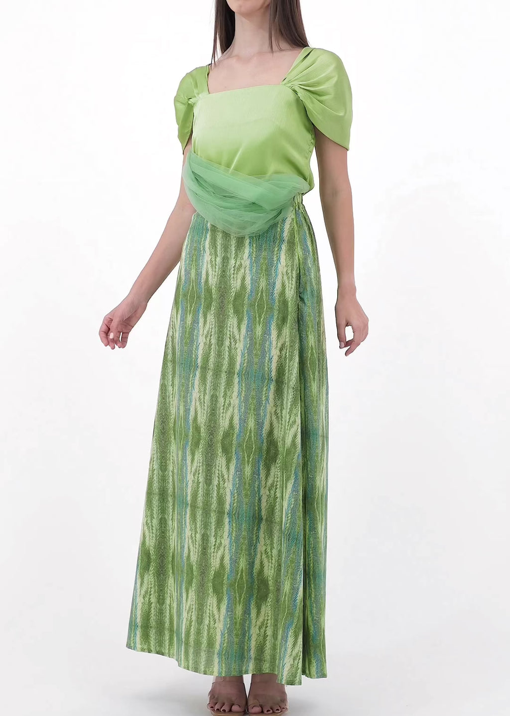 Sage Mist Draped Top & Skirt